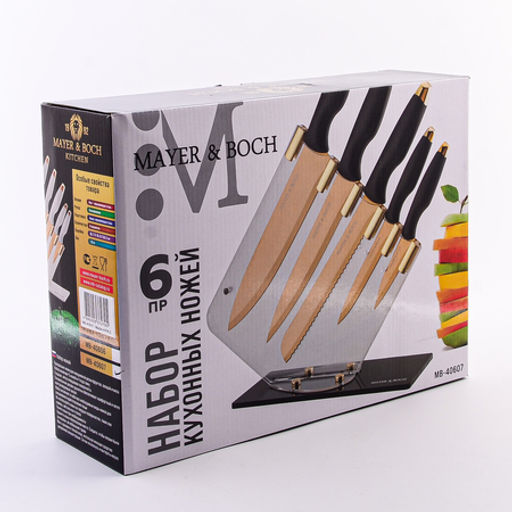 40607 Набор кухонных ножей нерж/ст/полипропилен + подставка пластик 6пр MB (х6) - Mayer&boch фото 4