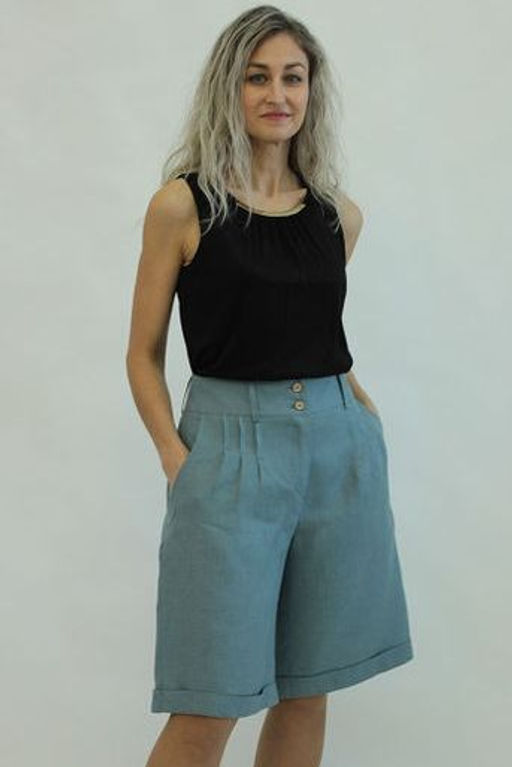 100% ЛЁН Шорты высокая посадка - Елецкие узоры фото 2