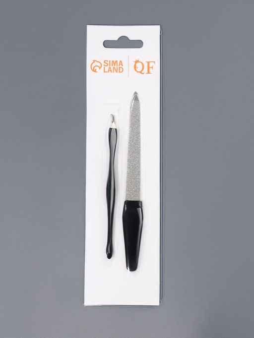 Цена за 2 шт. Набор маникюрный, 2 предмета, на блистере, чёрный, серебристый