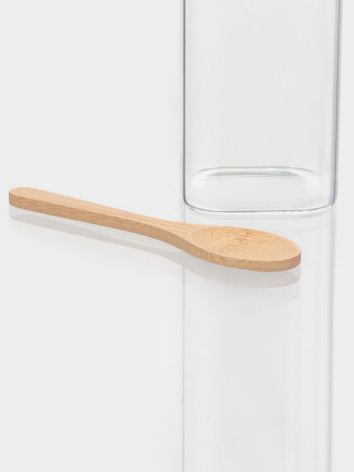 Банка для сыпучих BellaTenero «Эко», 420 мл, 8×6×16.8 см, с бамбуковой крышкой и ложкой, прозрачная