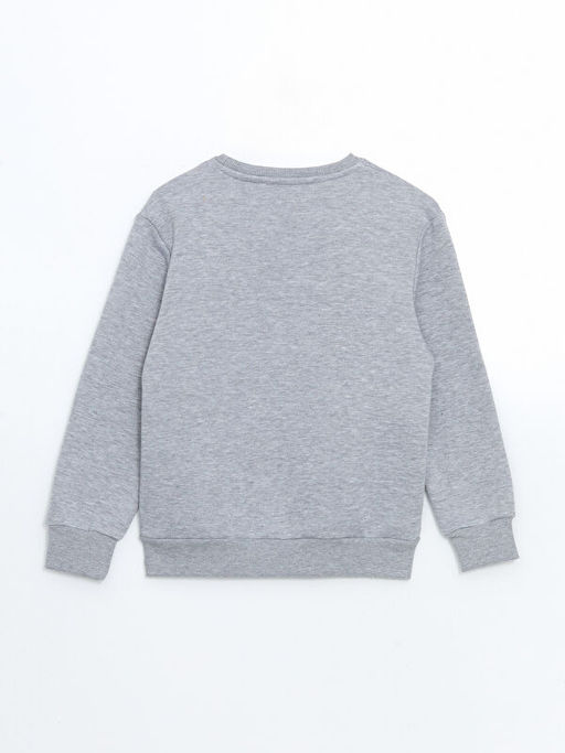 Bisiklet Yaka Bask?l? Erkek ?ocuk Sweatshirt