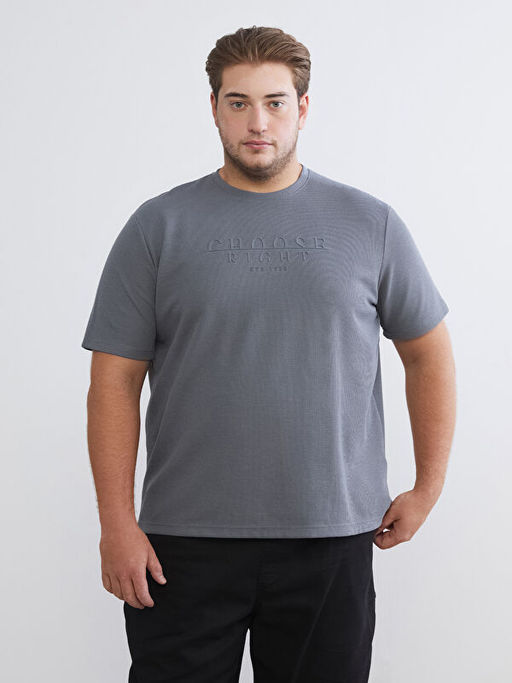 Bisiklet Yaka Bask?l? Erkek Ti??rt