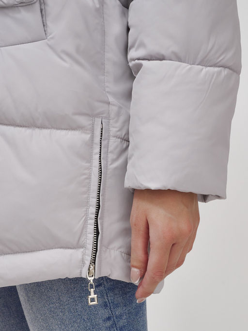 Куртка Бренд Visdeer ПРЕМИУМ КЛАССА зимняя с мехом ЕНОТА, светло-серого цвета  фото 11