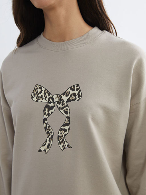 Bask?l? Oversize Kad?n Sweatshirt Tunik