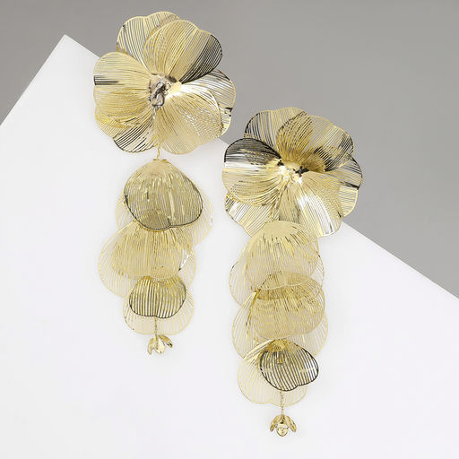 Серьги висячие «Цветок» каталея, цвет золото, 10 см