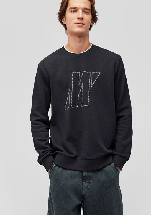 Mavi Pro Bask?l? Siyah Sweatshirt