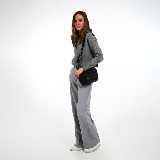 Сумка женская кросс-боди TEXTURA на молнии, 16×7×17 см, чёрная