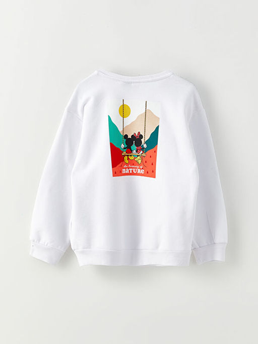 Bisiklet Yaka Minnie ve Mickey Mouse Bask?l? Uzun Kollu K?z ?ocuk Sweatshirt - Waikiki фото 2
