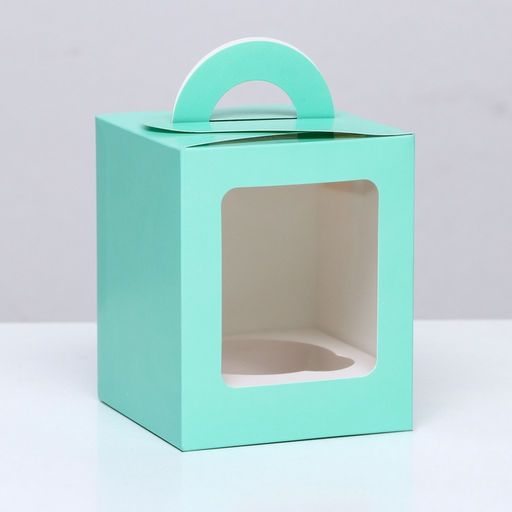 Цена за 2 шт. Коробка для 1 капкейка, зеледляя, 9.2×9.2×11.1 см