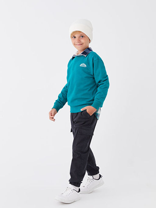 Rahat Kal?p Bisiklet Yaka Bask?l? Erkek ?ocuk Sweatshirt - Waikiki фото 2