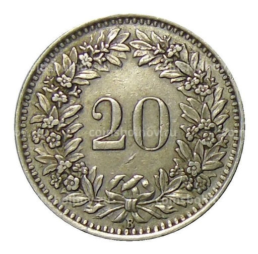 Монета 20 раппенов 1943 года Швейцария