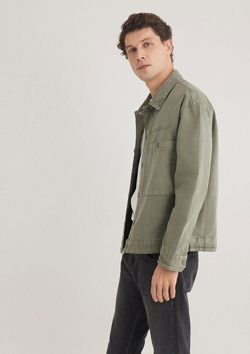 Cep Detayl? Yesil Gomlek - Mavi фото 2