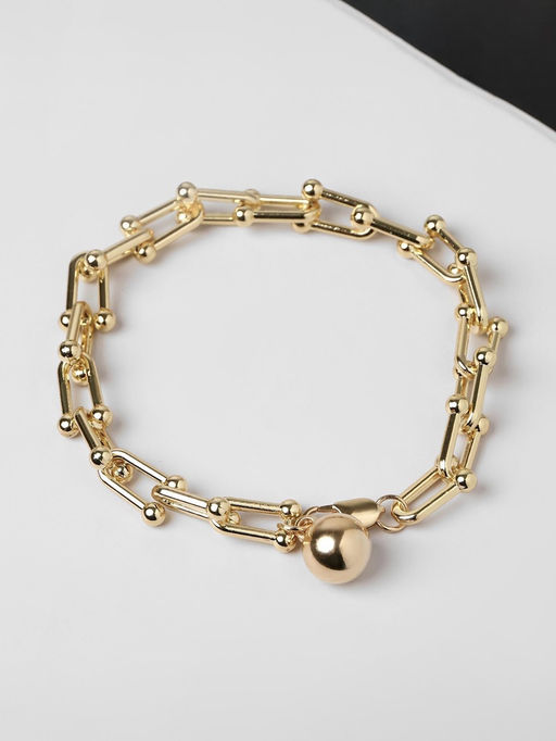 Браслет цепочка с подвеской «Шарик», L=22 см, металл, цвет золото