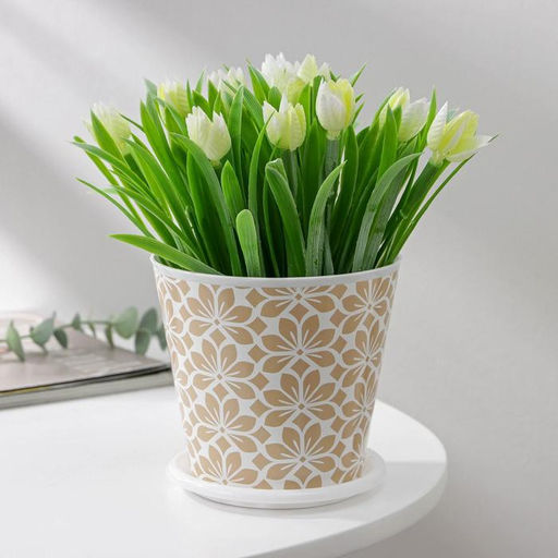 Цена за 2 шт. Горшок для цветов Доляна «Кракле», 800 мл, цвет белый