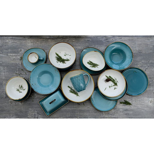 Тарелка для пасты Magistro Церера, 160 мл, d=21 см, фарфор, голубая  фото 8