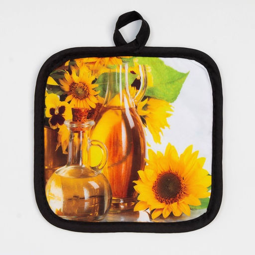 Кухонный набор 2 прихватки Этель «Подсолнухи», прихватка 17×17 см, варежка 24×16 см, 100% п/э