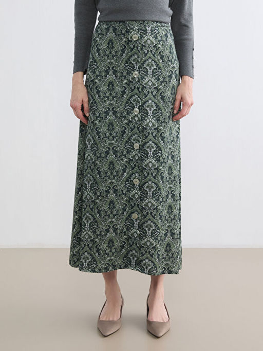 Beli Lastikli Desenli A Kesim Etek