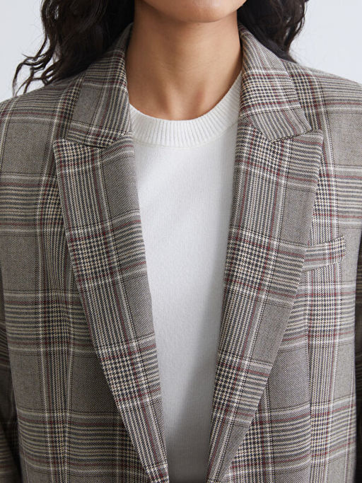 Ekose Kad?n Blazer Ceket