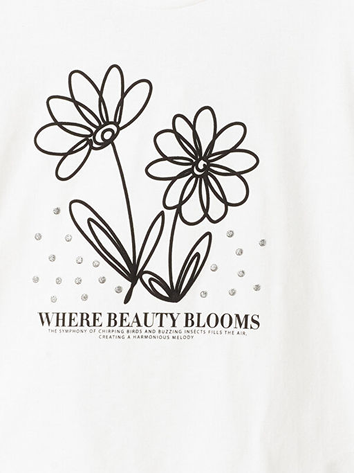 Bisiklet Yaka Bask?l? K?sa Kollu K?z ?ocuk Ti??rt - Waikiki фото 3