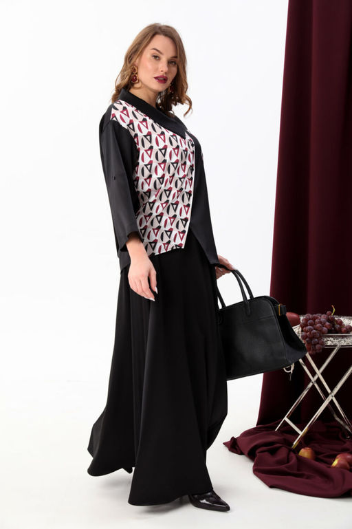 Костюм NIKVA н928-3 чёрный+ромбы бордо фото 2