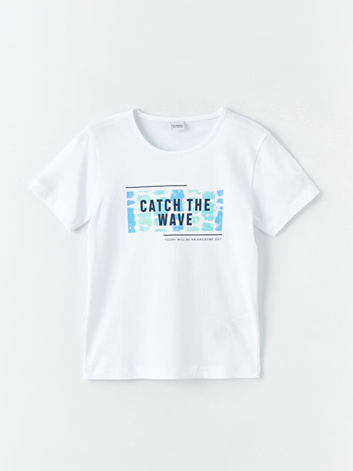 Bisiklet Yaka Bask?l? Erkek ?ocuk Ti??rt ve Deniz ?ortu - Waikiki фото 2