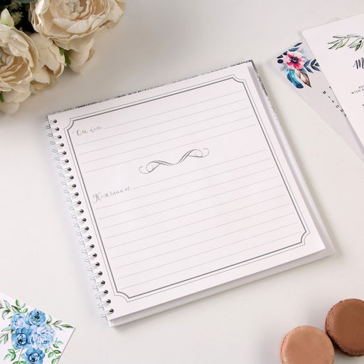 Книга пожеланий Белая с блестками на пружине, 21.7 х 21 см - Страна карнавалия фото 3