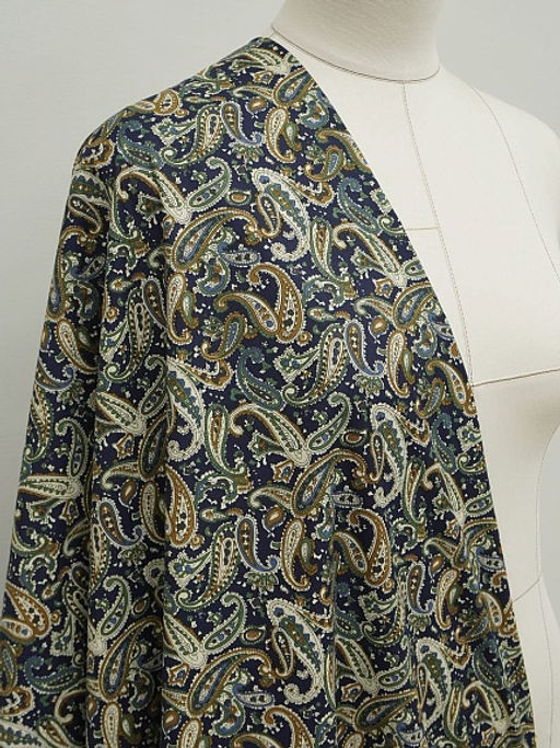 Импорт. хлопок Восточные огурчики на чернильно-синем, ш.1.48 м, хл-100%, 110гр/м.кв - Купава фото 2