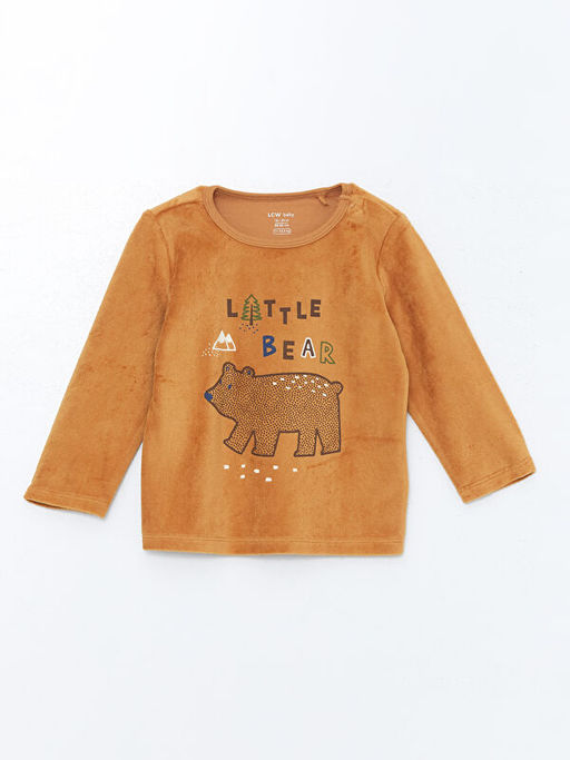 Bisiklet Yaka Kadife Erkek Bebek Pijama Tak?m?