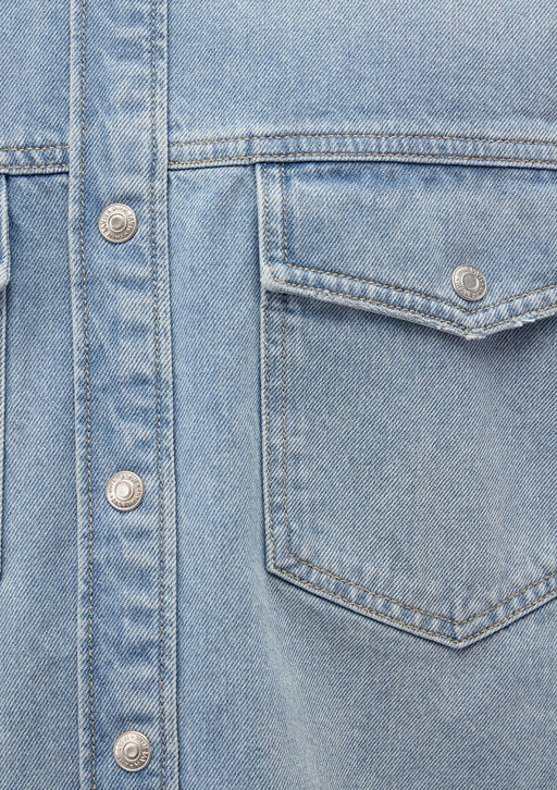 Ross 90lar Puslu Ac?k Mavi Jean Gomlek  фото 6