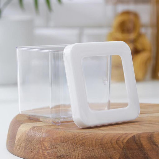 Контейнер для сыпучих продуктов «Степ», 650 мл, 10×10×9,5, цвет белый