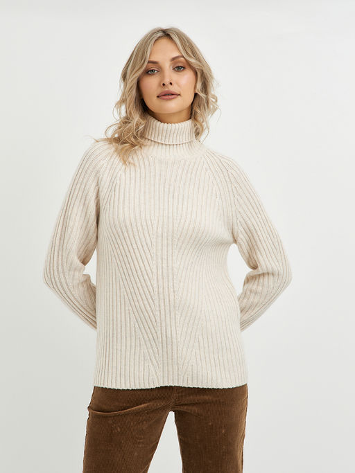 водолазка женская из шерсти в рубчик - Glenfield фото 4