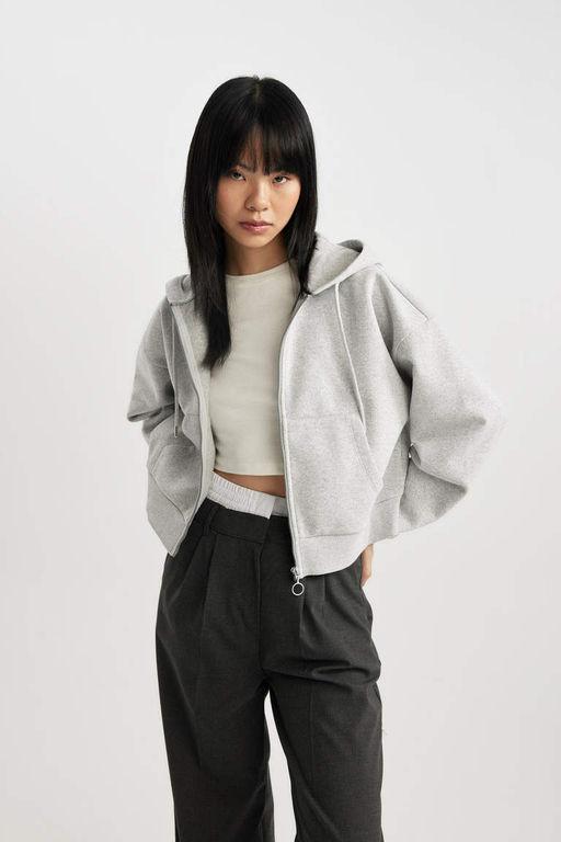 Толстовка на молнии с капюшоном Cool Regular Fit - Defacto фото 3