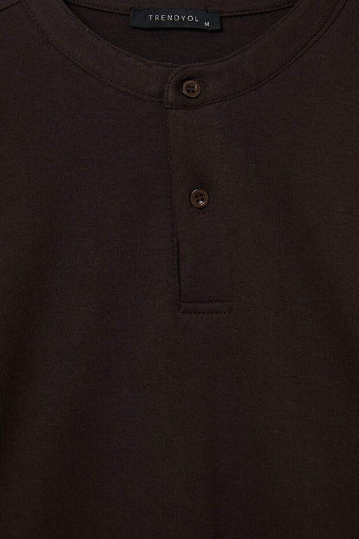 Kahverengi D___k Omuz Regular Wardrobe Essentials _nterlok %100 Pamuk T-Shirt TMNAW27TS00002 - Trendyolmilla фото 2