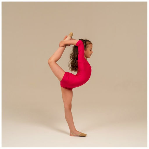 Купальник гимнастический Grace Dance, с шортами, с рукавом 3/4, р. 28, цвет малина  фото 6