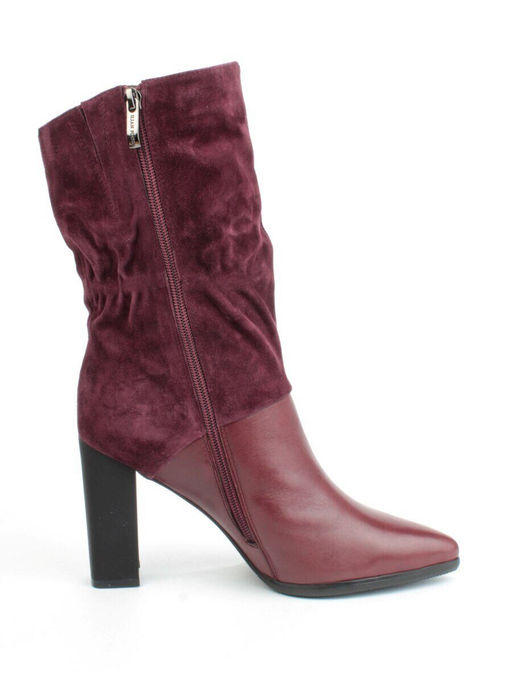 02-YF190-051M DK. RED Сапоги зимние женские (натуральная замша, байка, натуральный мех)