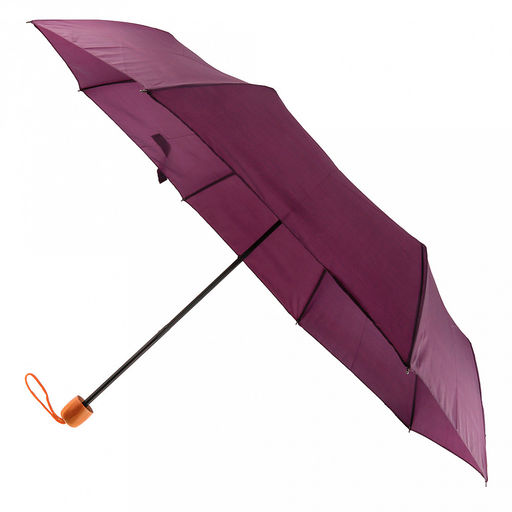 Зонт механический Моно плащевка, 8 лучей, д/купола 98см, 3 сложения, 24см в сложенном виде, пластмассовая ручка, баклажановый, 230гр (Китай)