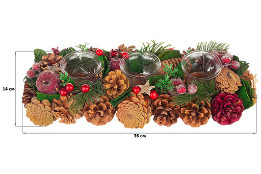 Новогоднее украшение подсвечник 36*14*8 см Тайна Рождества на 3 свечи прямоугольный - Elan gallery фото 2