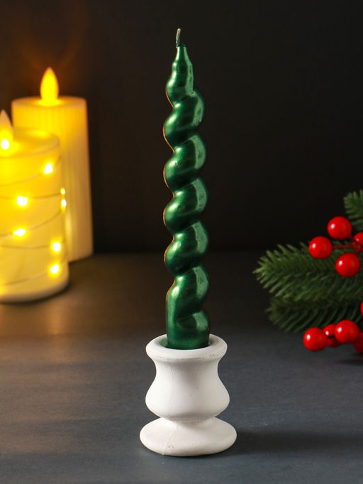 Цена за 2 шт. Свеча витая "LUXURY" 25*180 мм, лакированная, зеленая