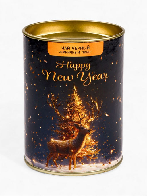 Чай черный подарочный новогодний Золотой олень, тубус, 50 г