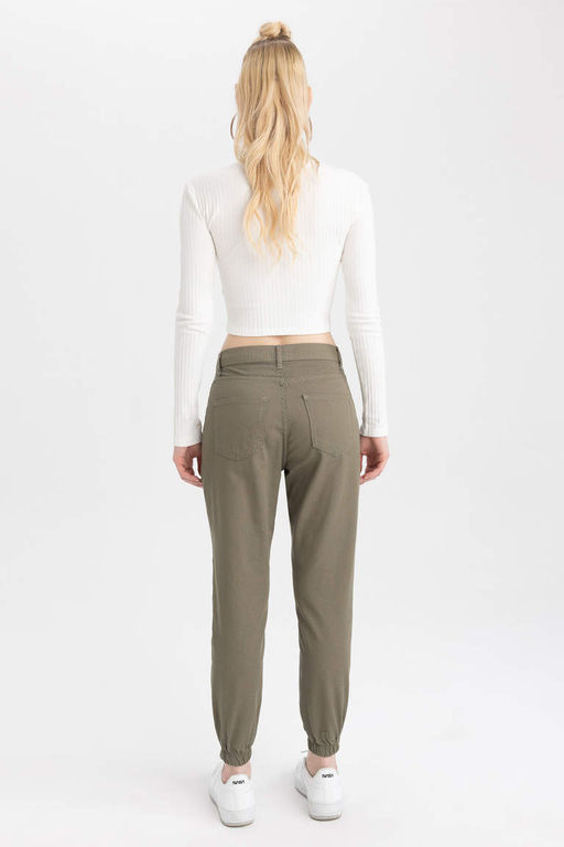 Брюки Jogger стандартной посадки из габардина длиной до щиколотки, 100% хлопок - Defacto фото 7