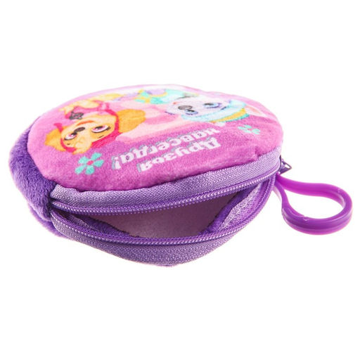 Кошелек детский для девочки на молнии, плюшевый круглый, 9×9 см, Щенячий патруль