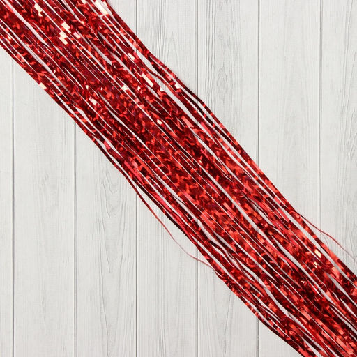 Цена за 10 шт. Дождик новогодний «Зимнее волшебство. Мерцание полос», b - 9 см, L - 150 см, красный