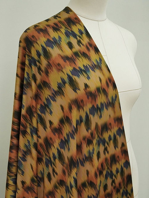 Штапель Премиум Икат цв.оранжевый/фиолетовый, ш1.5м, вискоза-100%, 125р/м.кв - Купава фото 9