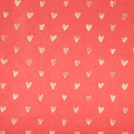 Цена за 10 шт. Бумага упаковочная крафтовая Сердечки, красная, 50?70 см