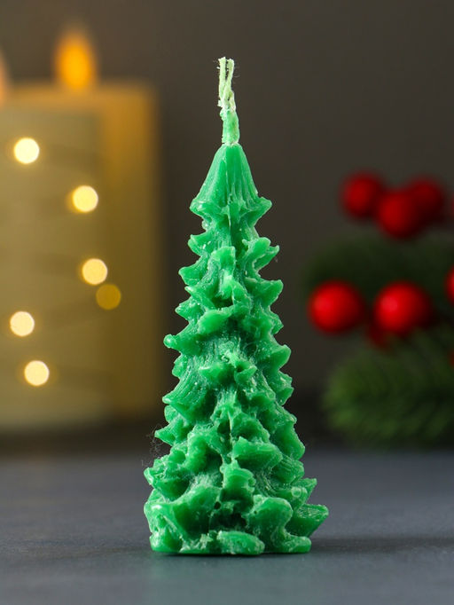 Цена за 3 шт. Свеча новогодняя Ель, 8040 мм, зелёная