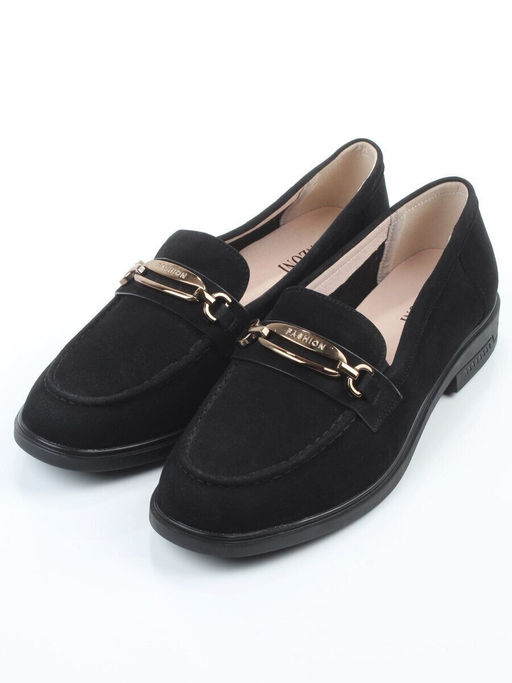 03-DEB33-3 BLACK Лоферы женские (натуральная замша)