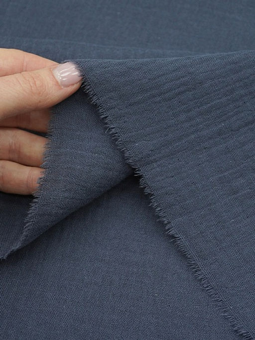 Муслин двухслойный с эффектом жатости, цв.Темный джинс, ш.1.4м, хлопок-100%, 110гр/м.кв - Купава фото 4