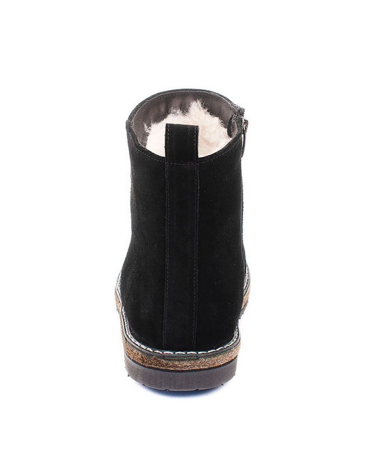 Ботинки женские на войлочной подошве, черные,замша, молния.