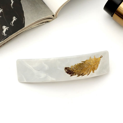 Заколка - автомат для волос «Бэлла», прямоугольник перо, 9 см, МИКС