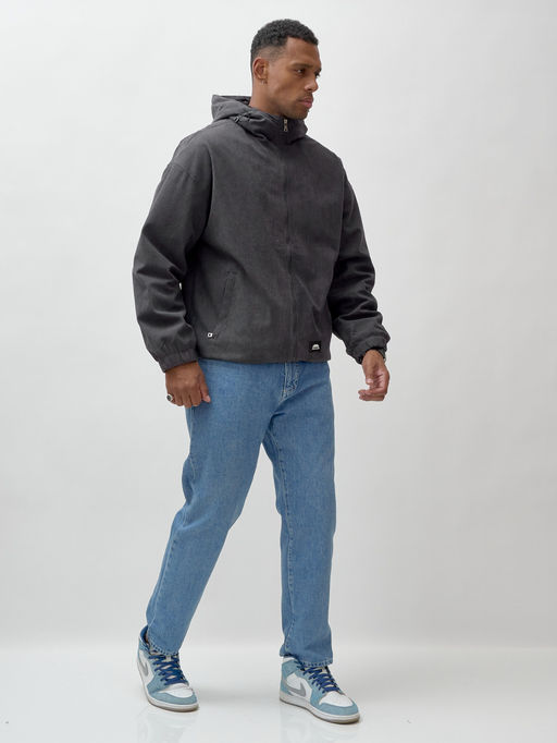 Куртка из вельвета мужская демисезонная темно-серого цвета 25336TC